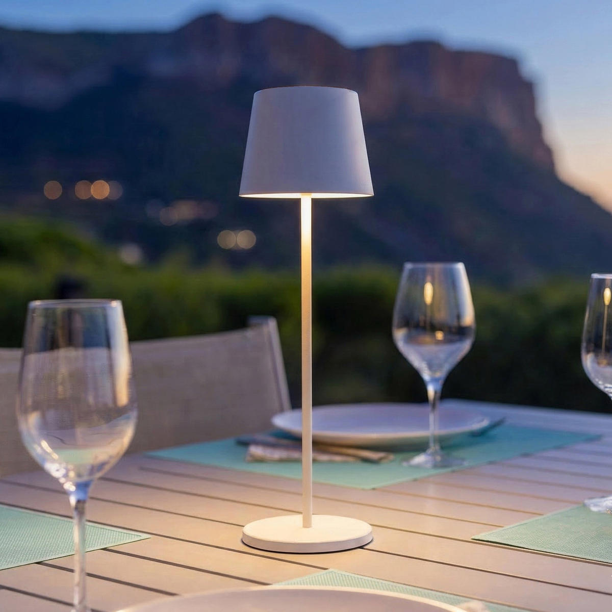 KELLY Kabellose Tischleuchte H38CM - Weiß, Metall (10/10/38cm) - Lumisky