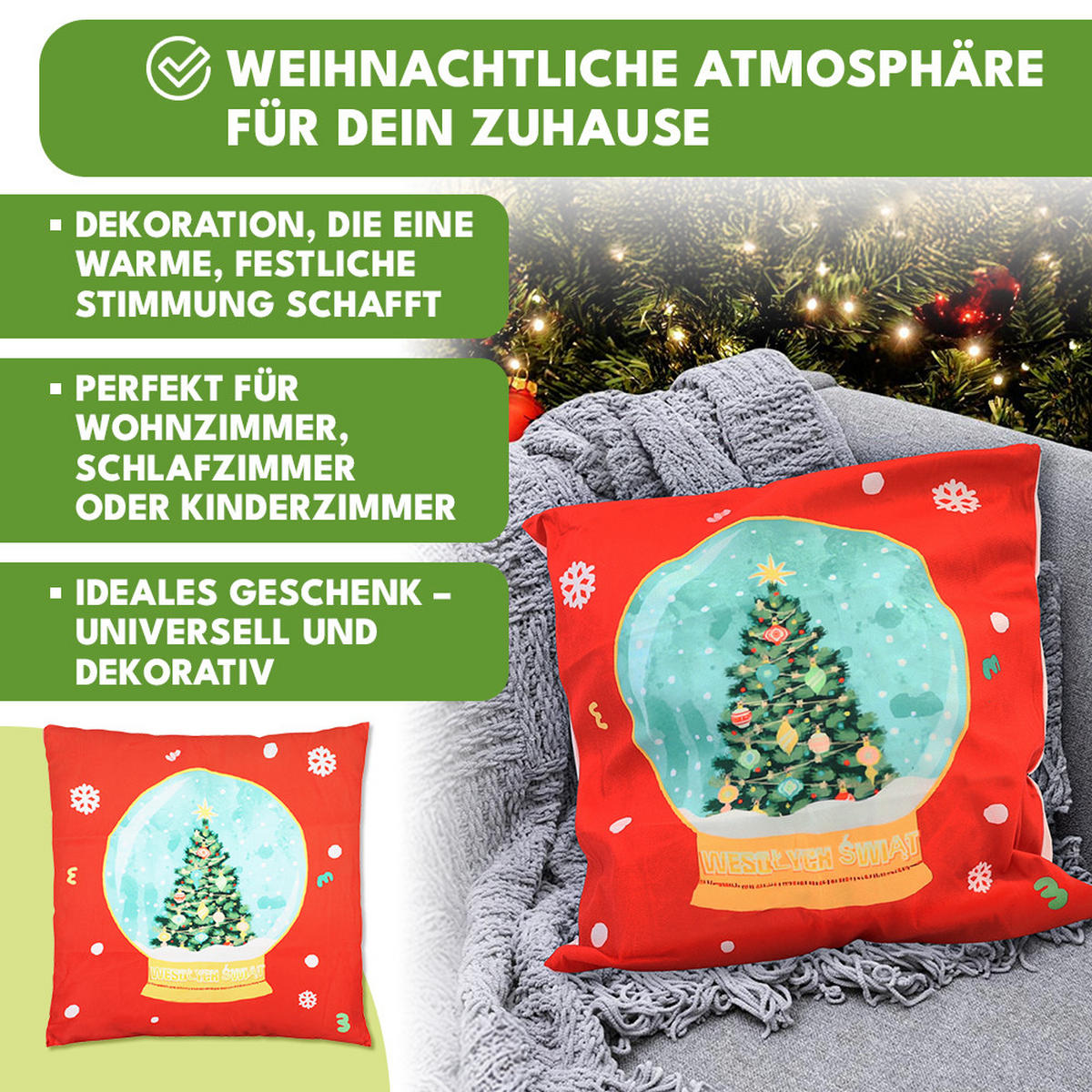 KISSENBEZUG Weihnachts Dekokissenbezug 44x44cm - Rot, Textil (45/45cm) - KRUMAD