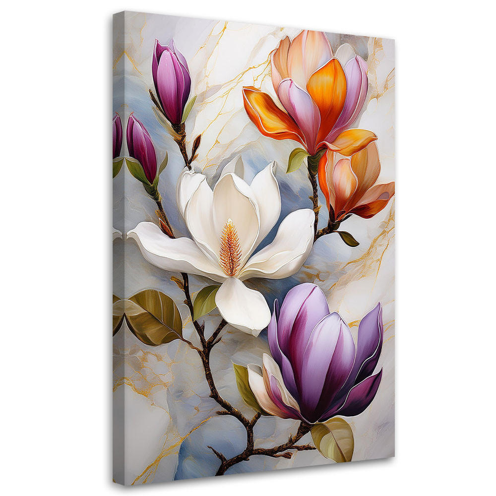 WANDBILD magnolienblüten bunter marmor - Multicolor, Textil (40/60cm) - Feeby