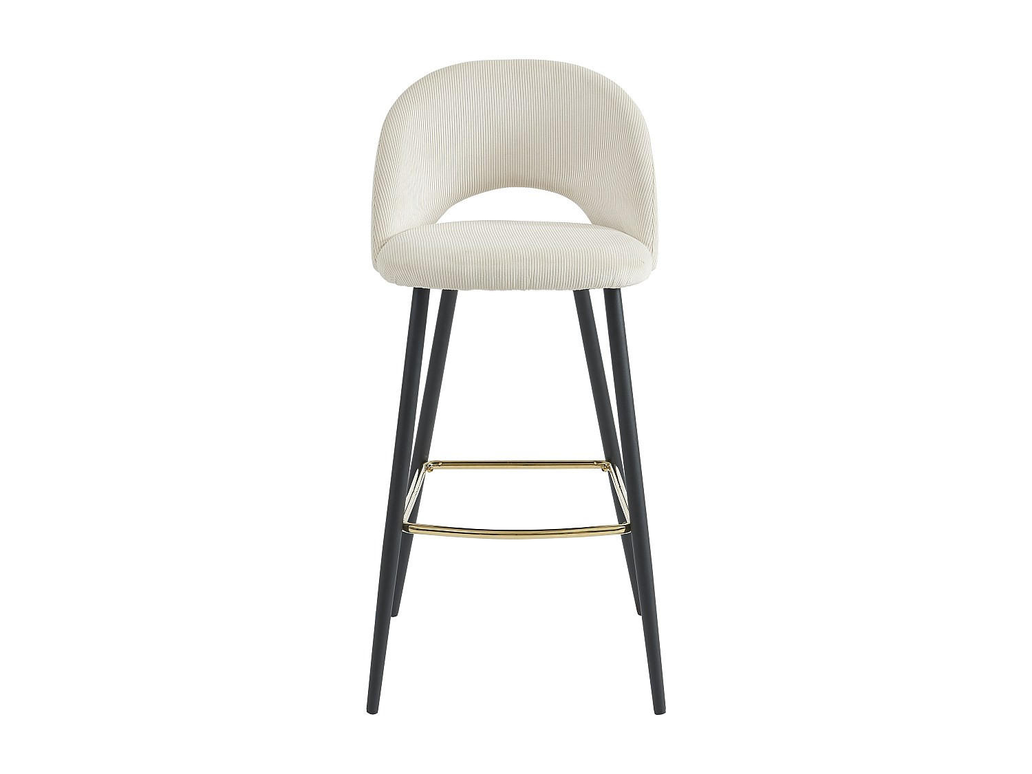 BARHOCKER - 48 cm x 50 cm - Samt, Stoff - Cremefarben - FINCHY - Creme, Textil (48/100/50cm) - Vente-Unique