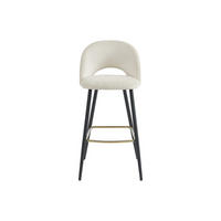 BARHOCKER - 48 cm x 50 cm - Samt, Stoff - Cremefarben - FINCHY - Creme, Textil (48/100/50cm) - Vente-Unique
