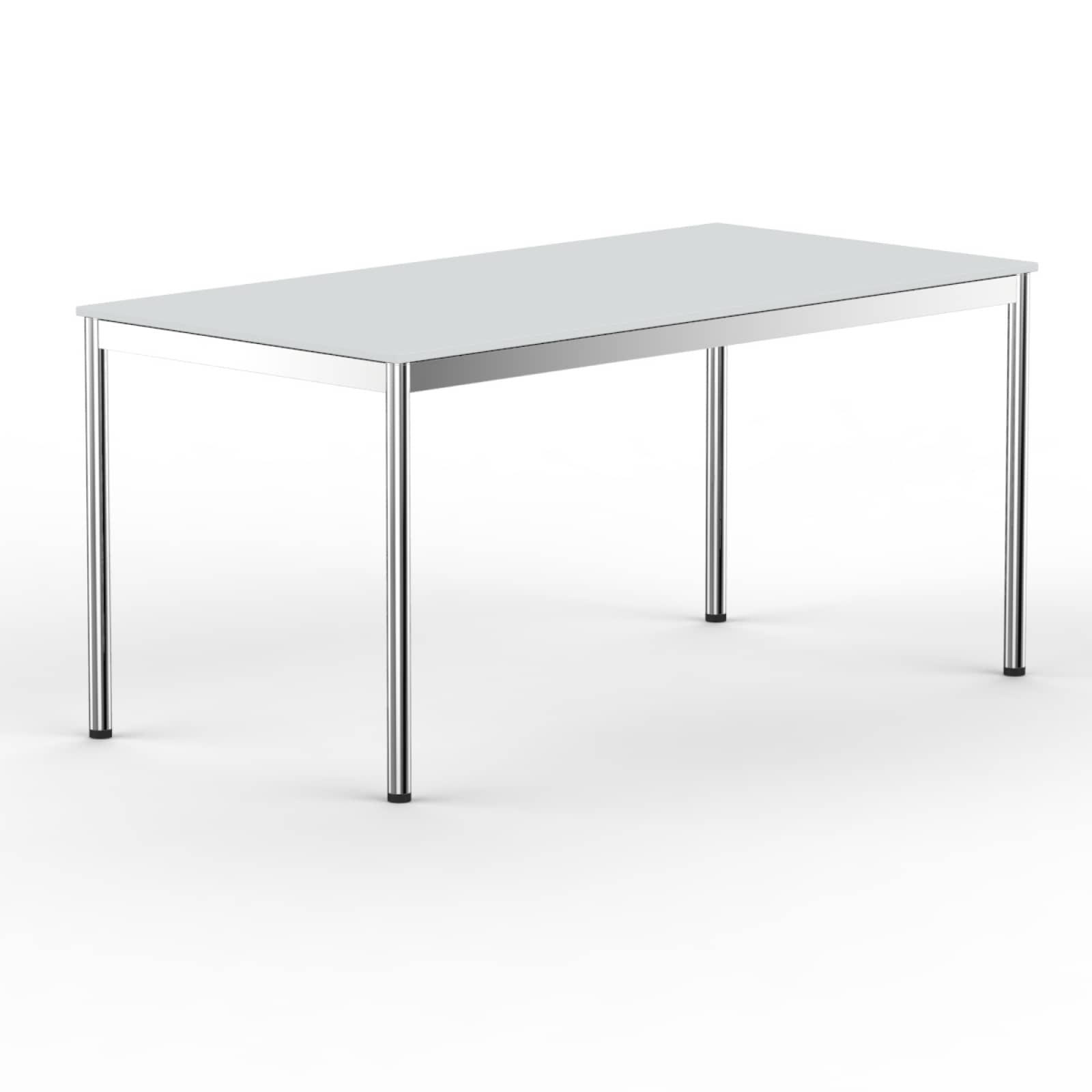 SCHREIBTISCH VST1 140 x 80 cm Lichtgrau – höhenverstellbar - Chromfarben/Grau, Holzwerkstoff (140/80/75.5cm) - Versee
