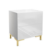 NACHTTISCH LINA LUX mit Beinen, Hochglanzplatte – Beinfarbe: Gold - Weiß, Holzwerkstoff (45/50/38.5cm) - Lookway