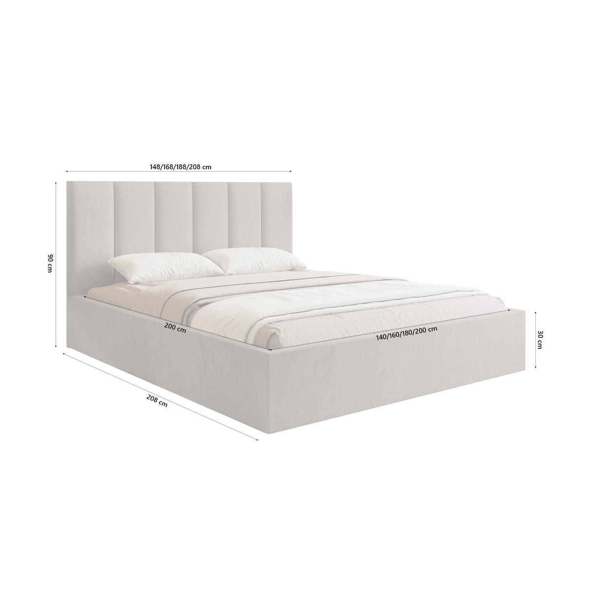 POLSTERBETT Eloria 200x200 cm, Taupe - Taupe, Textil (200/200cm) - Fedve