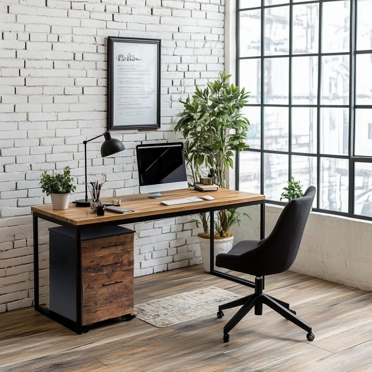 ROLLCONTAINER Holzoptik Schwarz Dunkelbraun 3 Schubladen 40x42x72 cm - Dunkelbraun/Schwarz, Holzwerkstoff/Metall (42/72/40cm) - Begryf