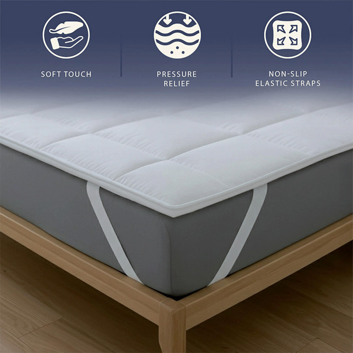 TOPPER 160x200 cm aus 500 g Watte | Gepolsterter Matratzenschoner | Atmungsaktiver Mikrofaserbezug mit elastischen Eckbändern - Weiß, Textil (160/200cm) - The White Stone