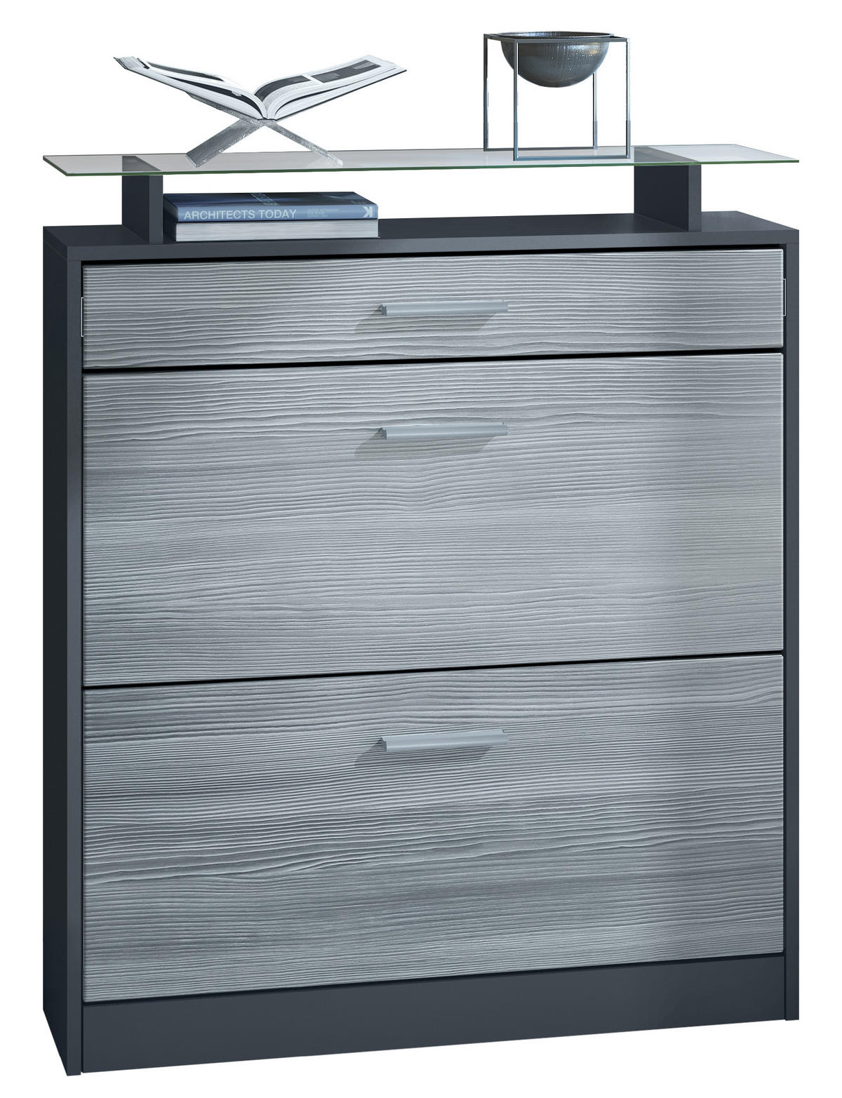 SCHUHSCHRANK Loret Fronten in Avola-Anthrazit - Anthrazit, Holzwerkstoff (89/104/23cm) - Vladon