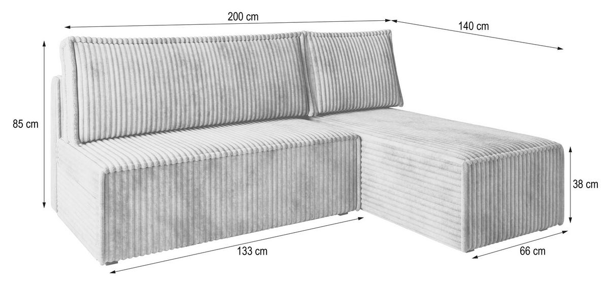 ROHOVÁ SEDAČKA BRISO starorůžová - šedá/starorůžová, dřevo/textil (200/140cm) - MASSENO