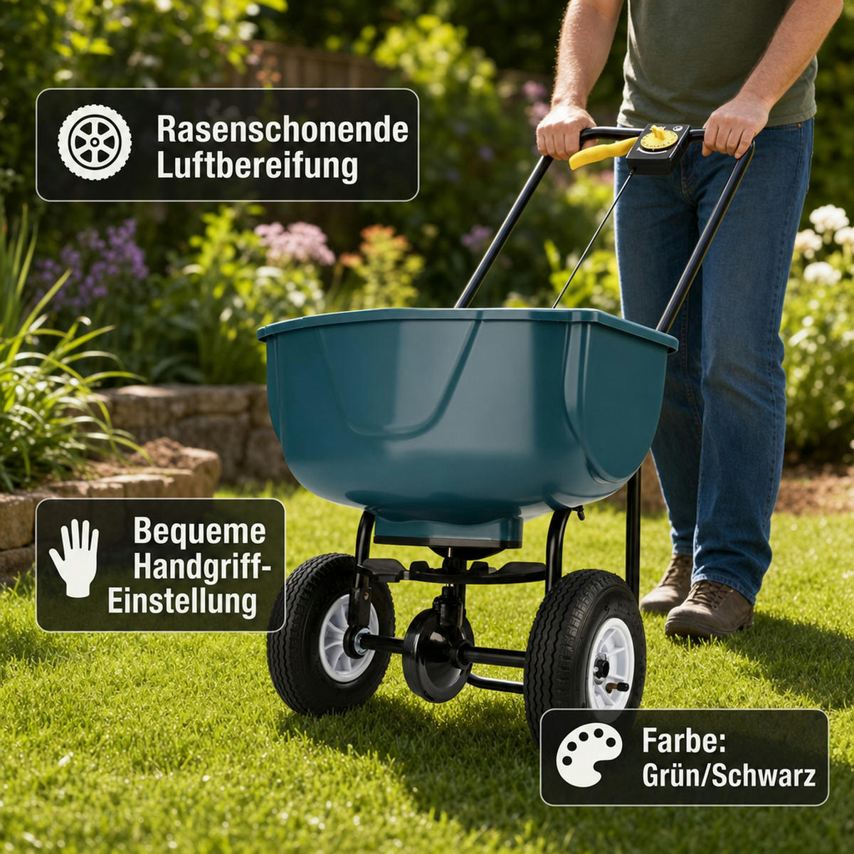 STREUWAGEN mit Mengen-Dosier-Regler - Petrol, Kunststoff (43/65/48cm) - Westfalia