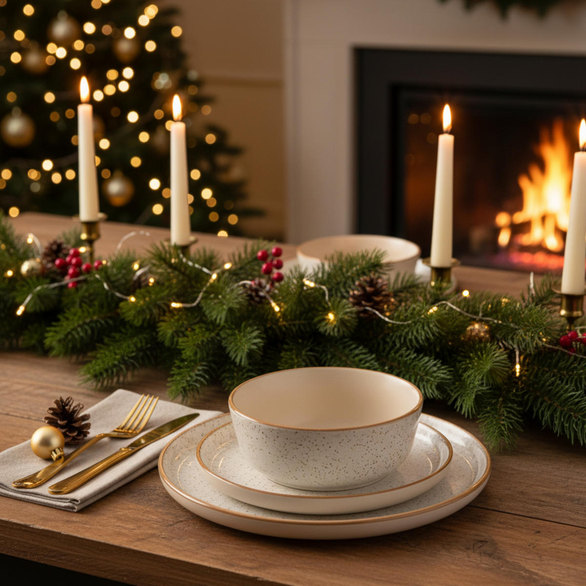 KOMBISERVICE RIO CREME - 30 teilig aus Steingut - Creme, Stein (32/33/38.5cm) - Sänger