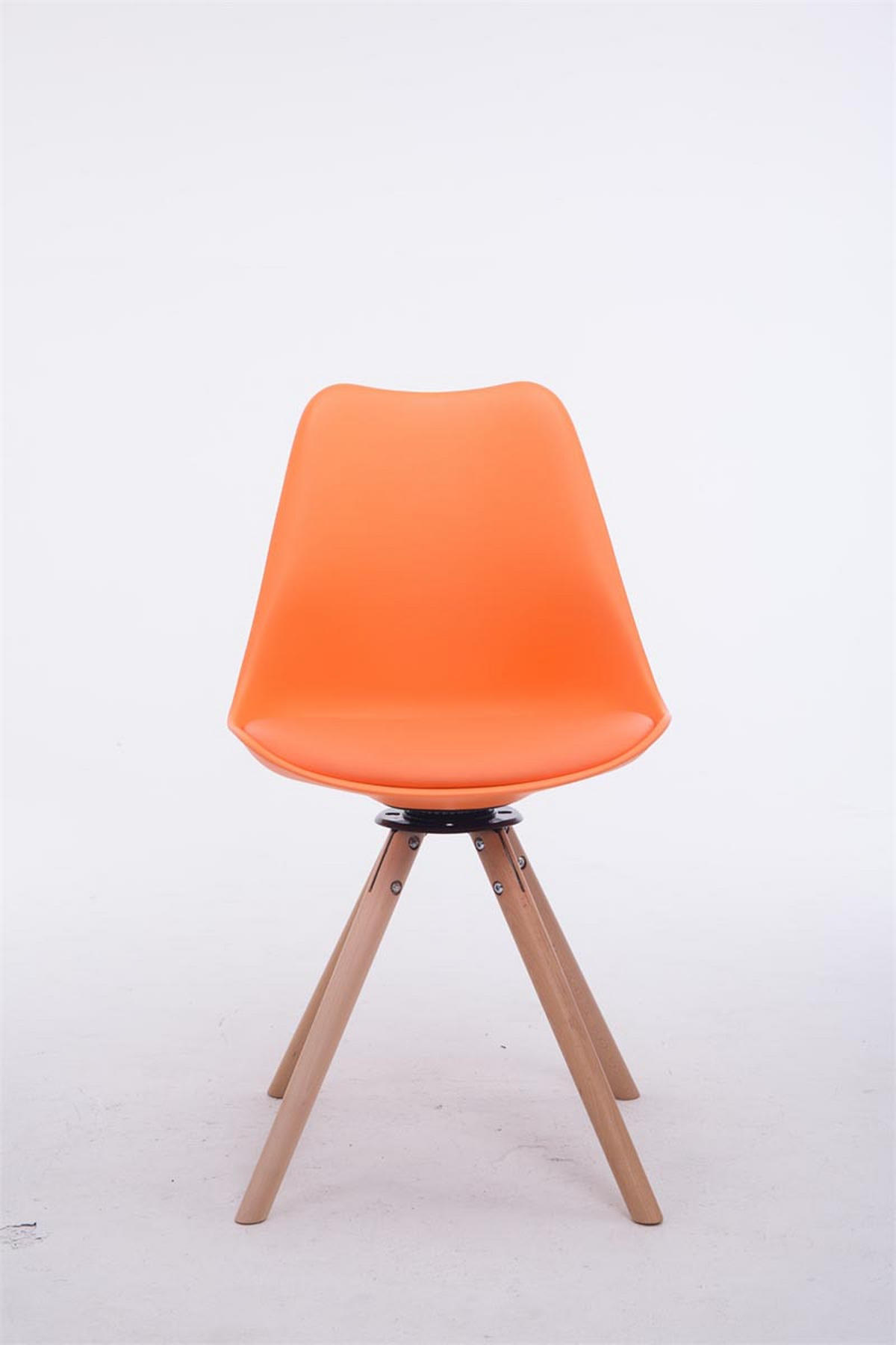 STUHL Lederlook orange - Eukalyptusholzfarben/Orange, Holz/Textil (48/84/56cm) - CLP