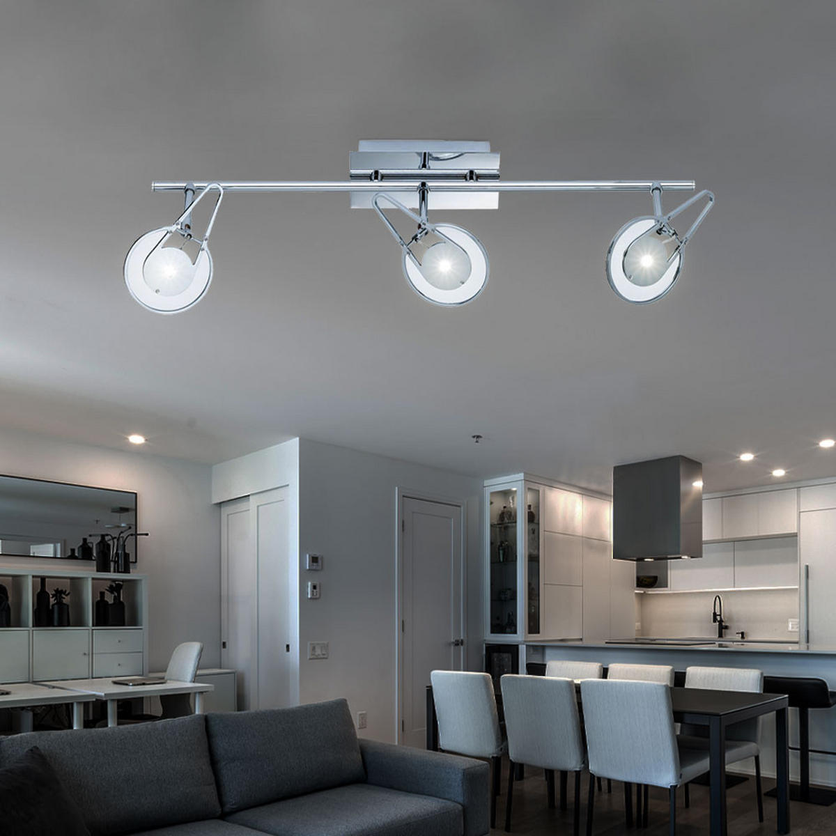 LED DECKENLEUCHTE Metall Chrom Silber - Silberfarben, Metall (66/21/21cm) - Wofi