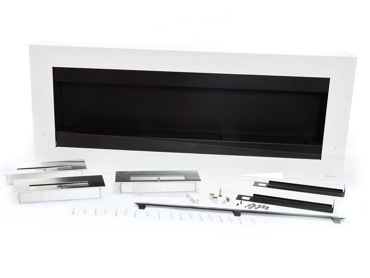 BIOETHANOL-KAMIN Weiß Wandmodell inklusive 3.6 L Brennblock - Weiß, Metall (136/54/21cm) - Purline