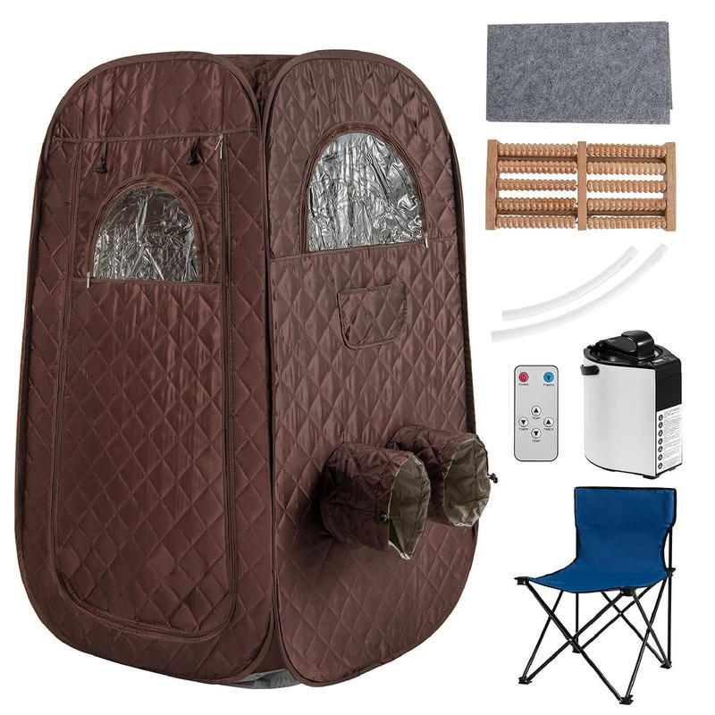 DAMPFSAUNA Tragbare braun - Braun, Textil (89/149/89cm) - COSTWAY