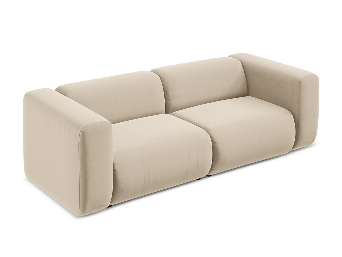 3-SITZER SOFA Samt Stoff Beige - Beige/Creme, Kunststoff/Textil (228/70/89cm) - Makamii