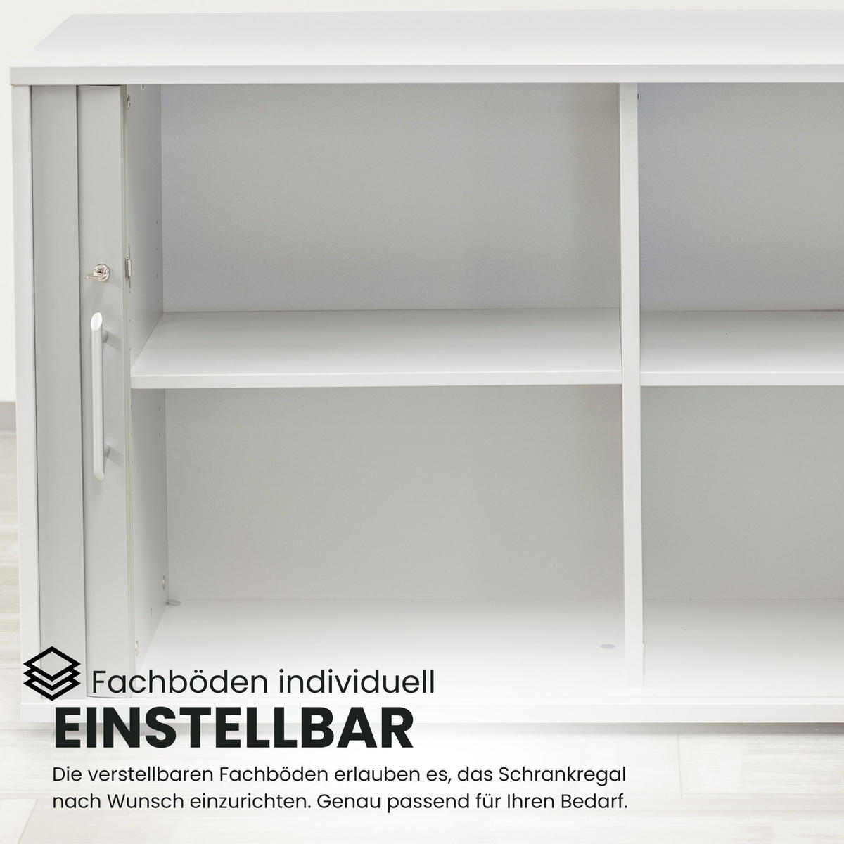ROLLLADENSCHRANK - 2 Ordnerhöhen 40/120/74,8 cm in Ahornfarben/Silberfarben Streifengriff (Kunststoff) - Silberfarben/Ahornfarben, Holzwerkstoff (120/74.8/40cm) - bümö