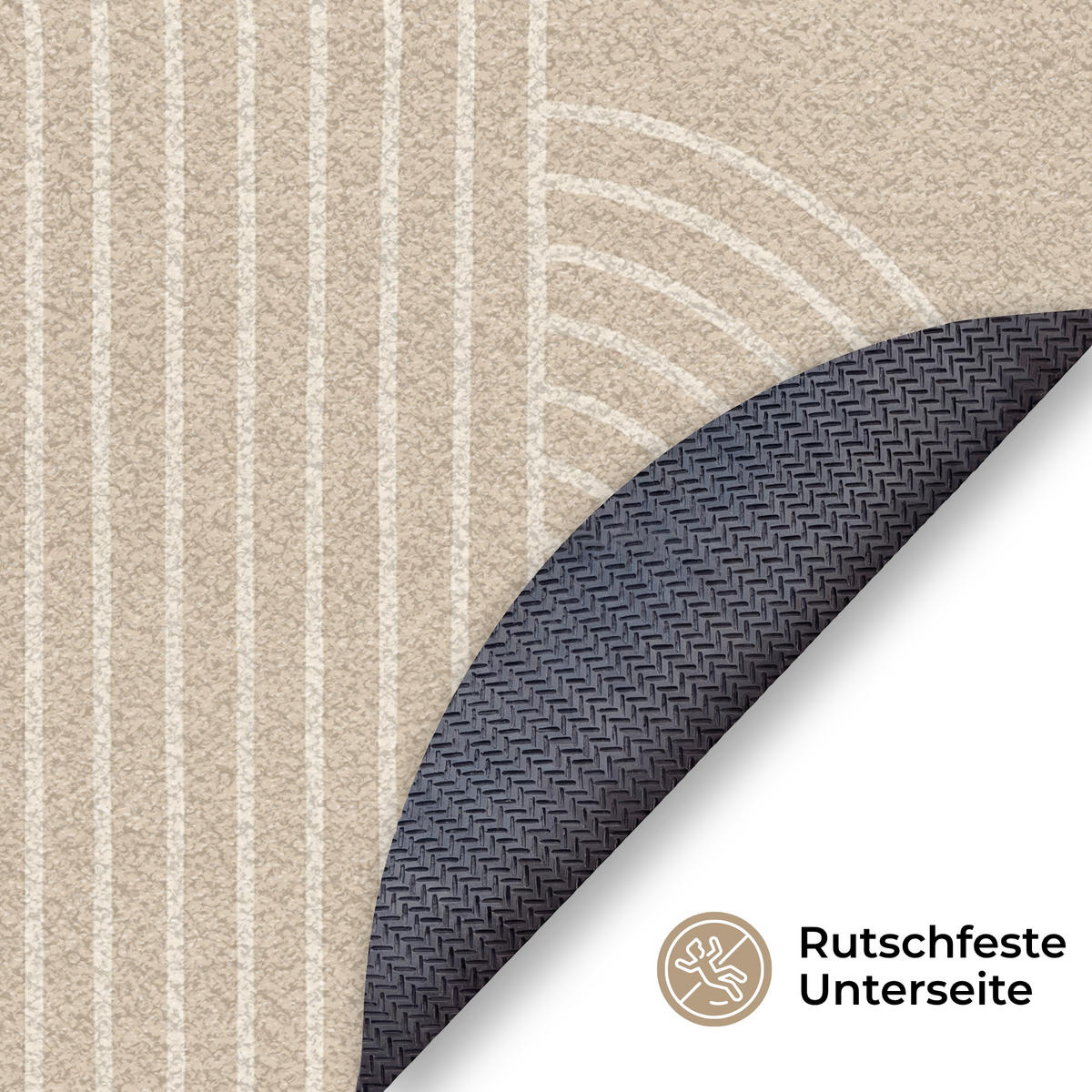 ROHOŽKA Paralelné línie - Svetlá textúra - Béžová 120x120 cm - béžová, plast (120/120cm) - MuchoWow