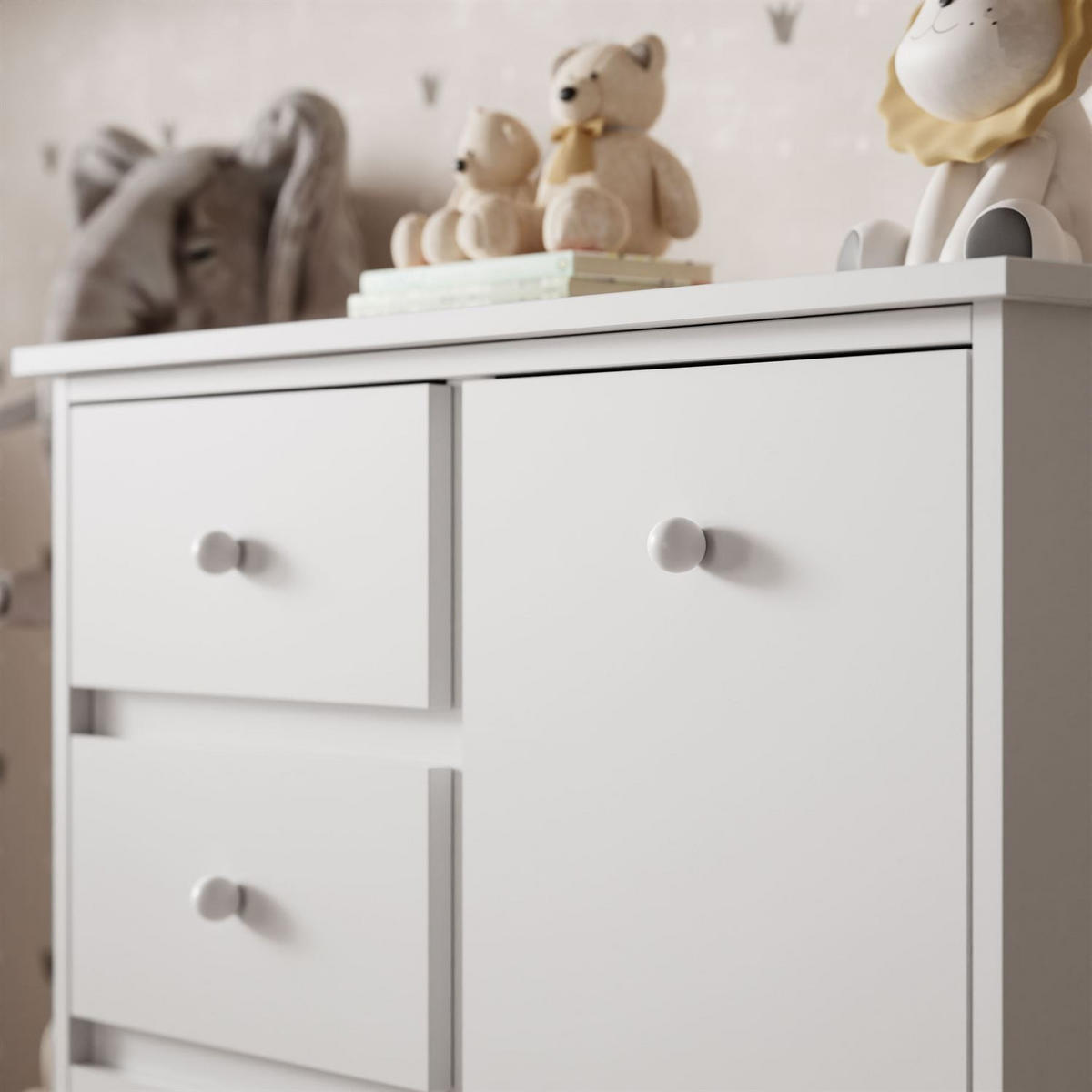 HOCHKOMMODE BABUSHKA mit Schubladen, Weiß - Weiß, Holzwerkstoff (84/140/50cm)