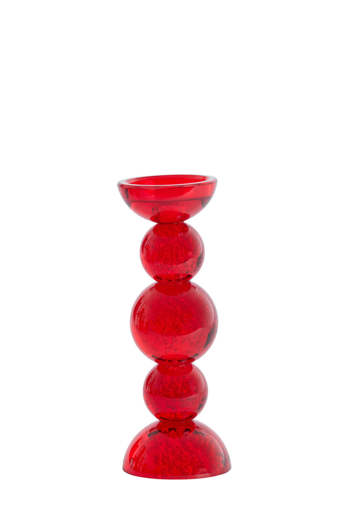 KERZENHALTER Itinga Rot Ø10/26,5 cm - Dunkelrot, Glas (10/26.5/10cm) - Light & Living
