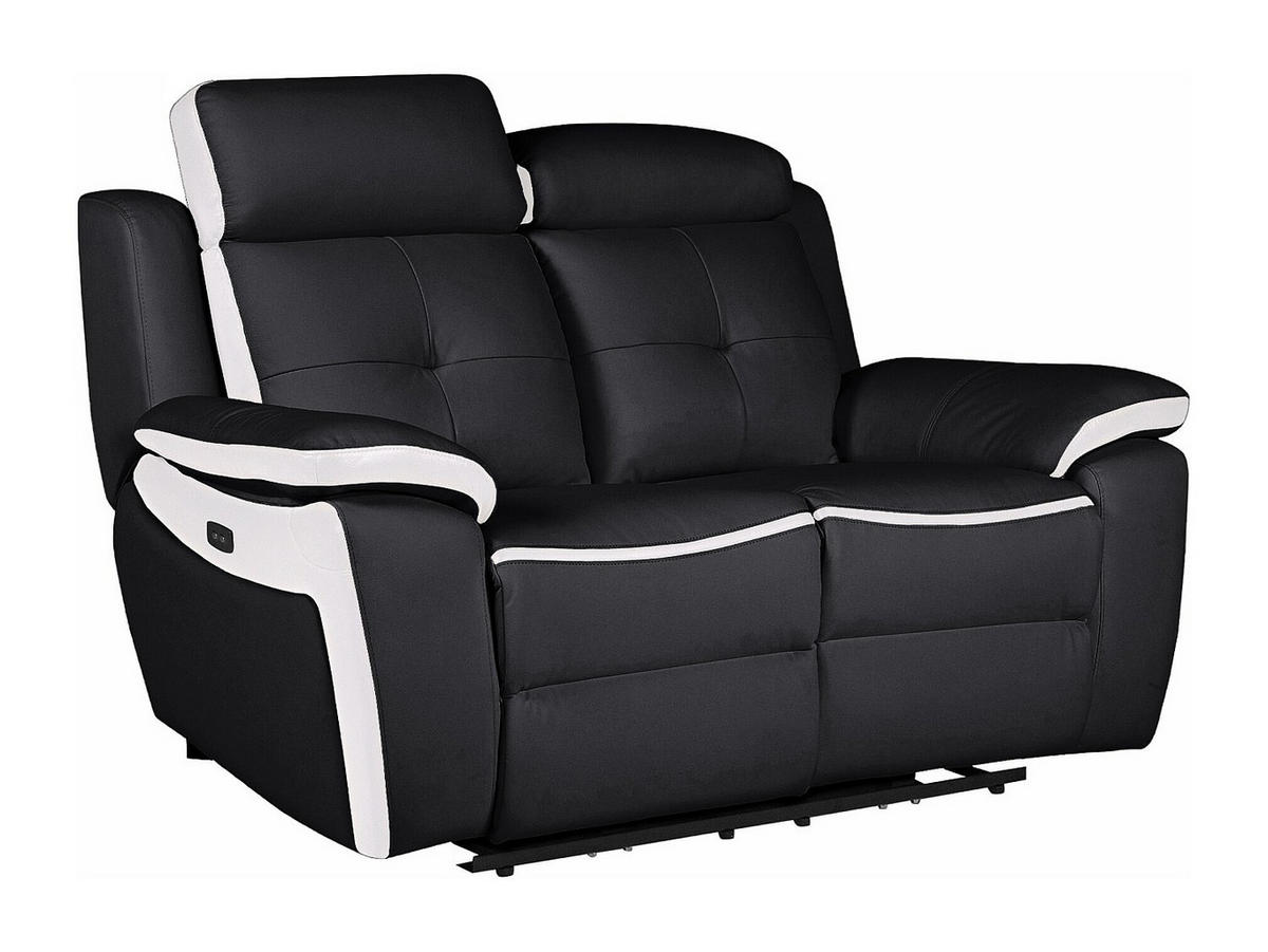 RELAXSOFA - 2 Personen - leder - schwarz, weiß Angelique - Schwarz/Weiß, Leder (158/92/97cm) - Vente-Unique
