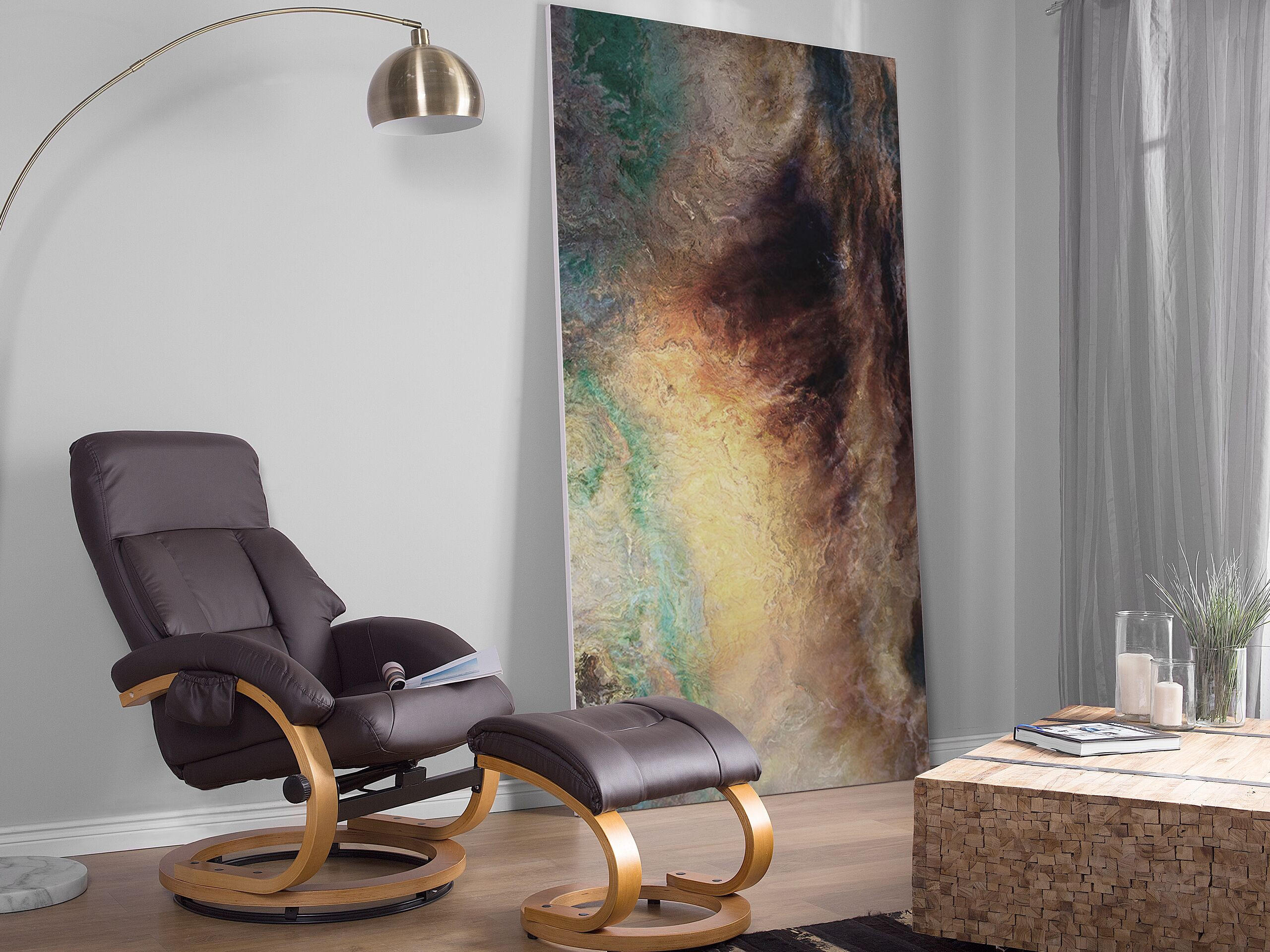 MASSAGESESSEL mit Fußhocker Kunstleder Braun Force - Braun, Holz/Textil (55/100/80cm) - Beliani