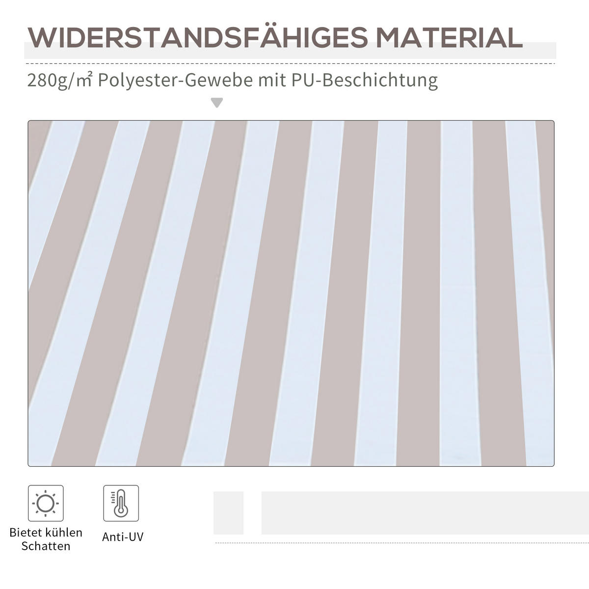 MARKISE, Grau, Aluminum, Metall, Polyester - Beige, Metall (245/150/295cm) - Outsunny