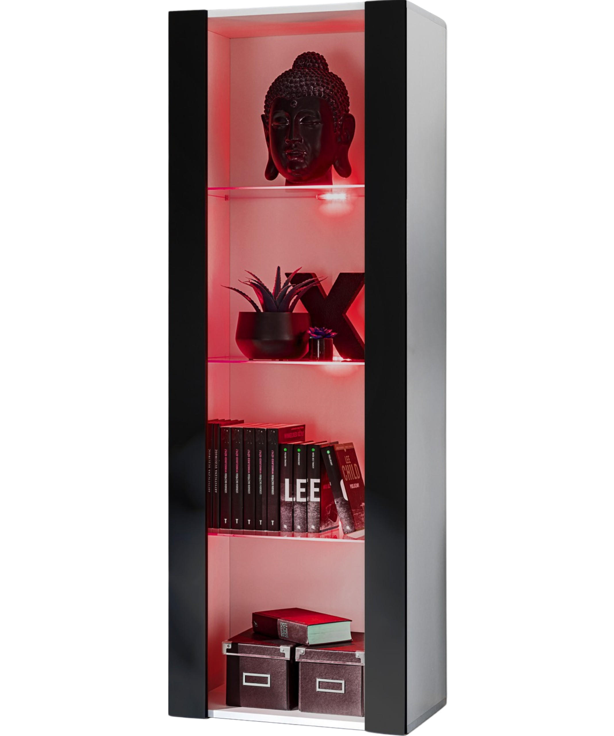 Komodee Vitrine Weiß, Schwarz 55x159x35 cm