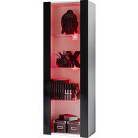 VITRINE TIVOLI, Weiß + Schwarz, LED Mehrfarbige - Schwarz/Weiß, Glas/Holzwerkstoff (55/159/35cm) - Komodee