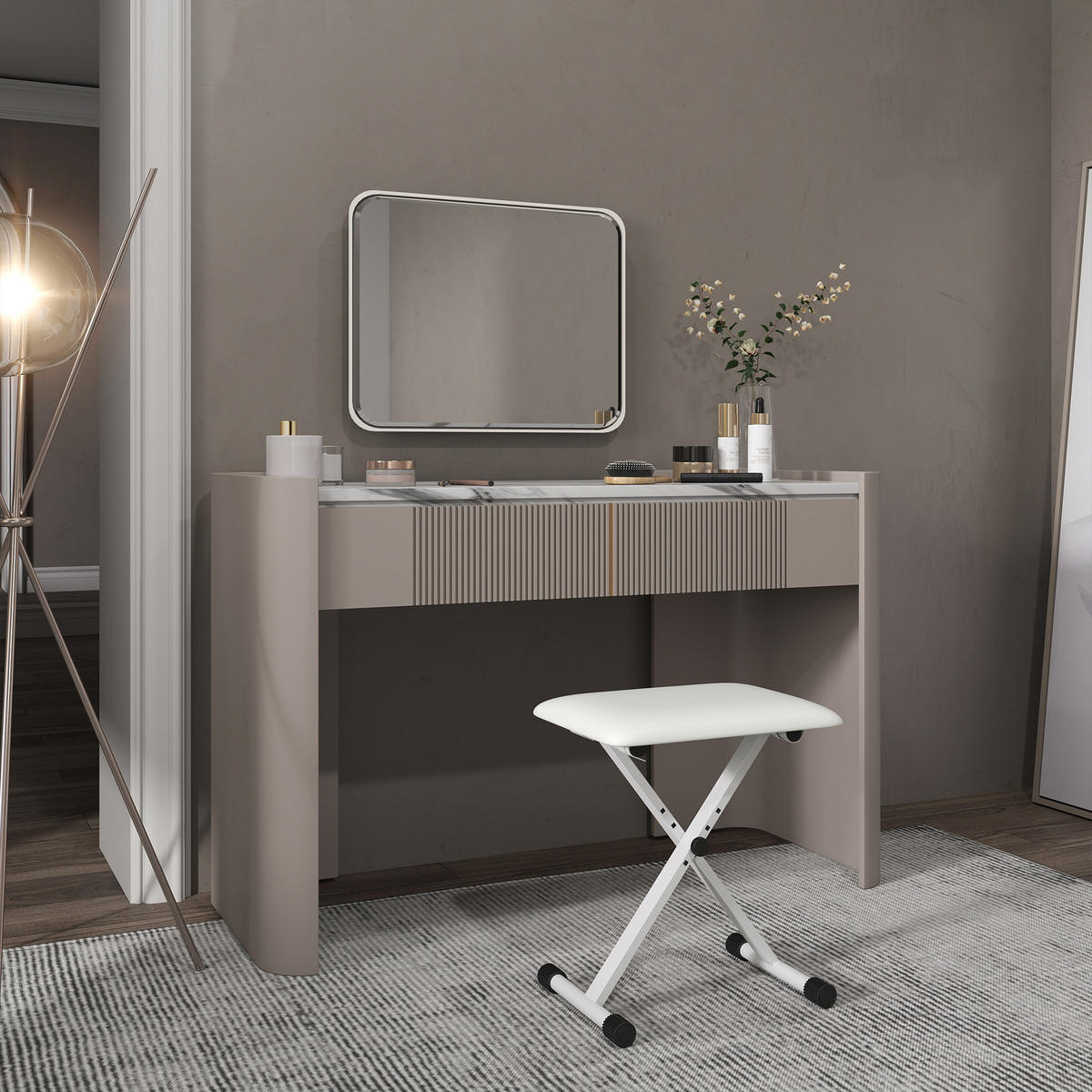HOCKER DE-16441 klappbar & höhenverstellbar Weiß - Weiß, Metall (29/47/39cm) - ComfortXL
