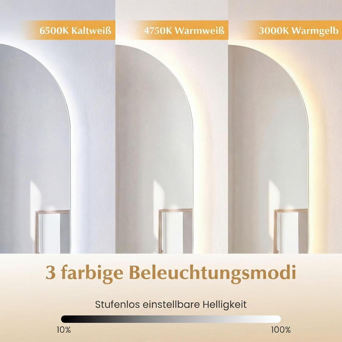 BADEZIMMERSPIEGEL mit Rücklicht silber - Silberfarben, Glas (50/80/2.5cm) - COSTWAY