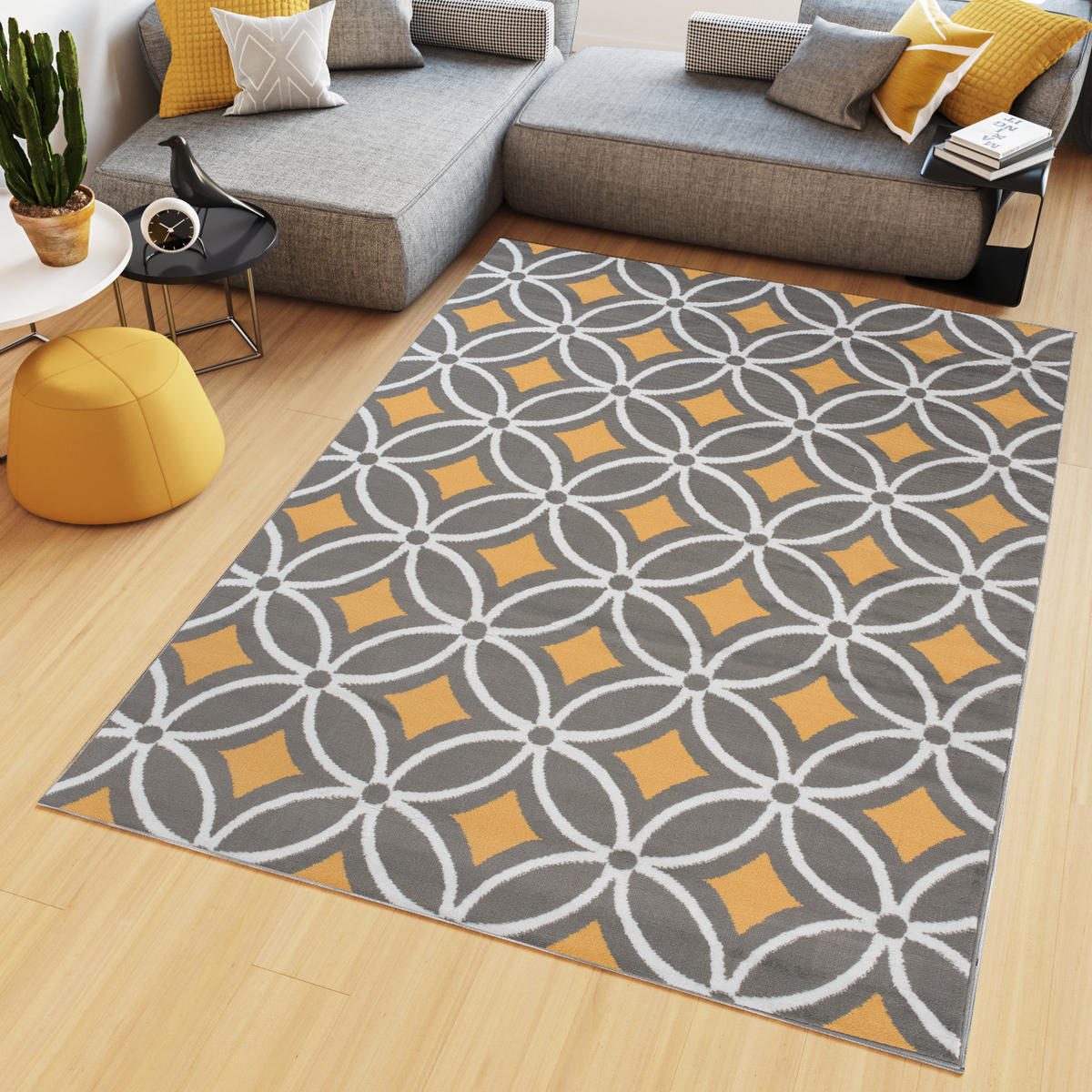 TEPPICH MAYA Gelb Geometrisch Mosaik Karo 200/250 cm - Gelb, Textil (200/250cm) - Tapiso