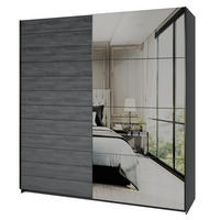 SCHWEBETÜRENSCHRANK COSMICO 200/210/61 cm 2-türig mit Spiegel Hellgrau - Hellgrau, Holzwerkstoff (200/210/61cm) - MASSENO