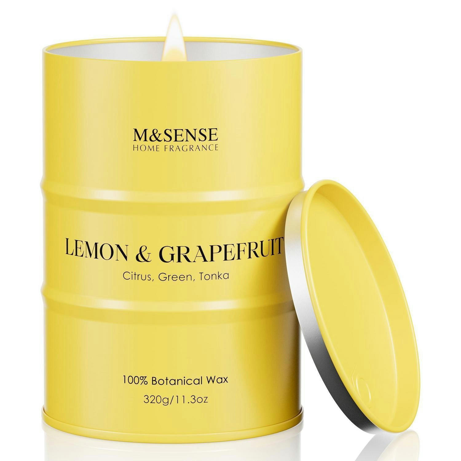 DUFTKERZE Zitrone Grapefruit 320g 70 Stunden Brenndauer - Gelb, Paraffin (12cm)
