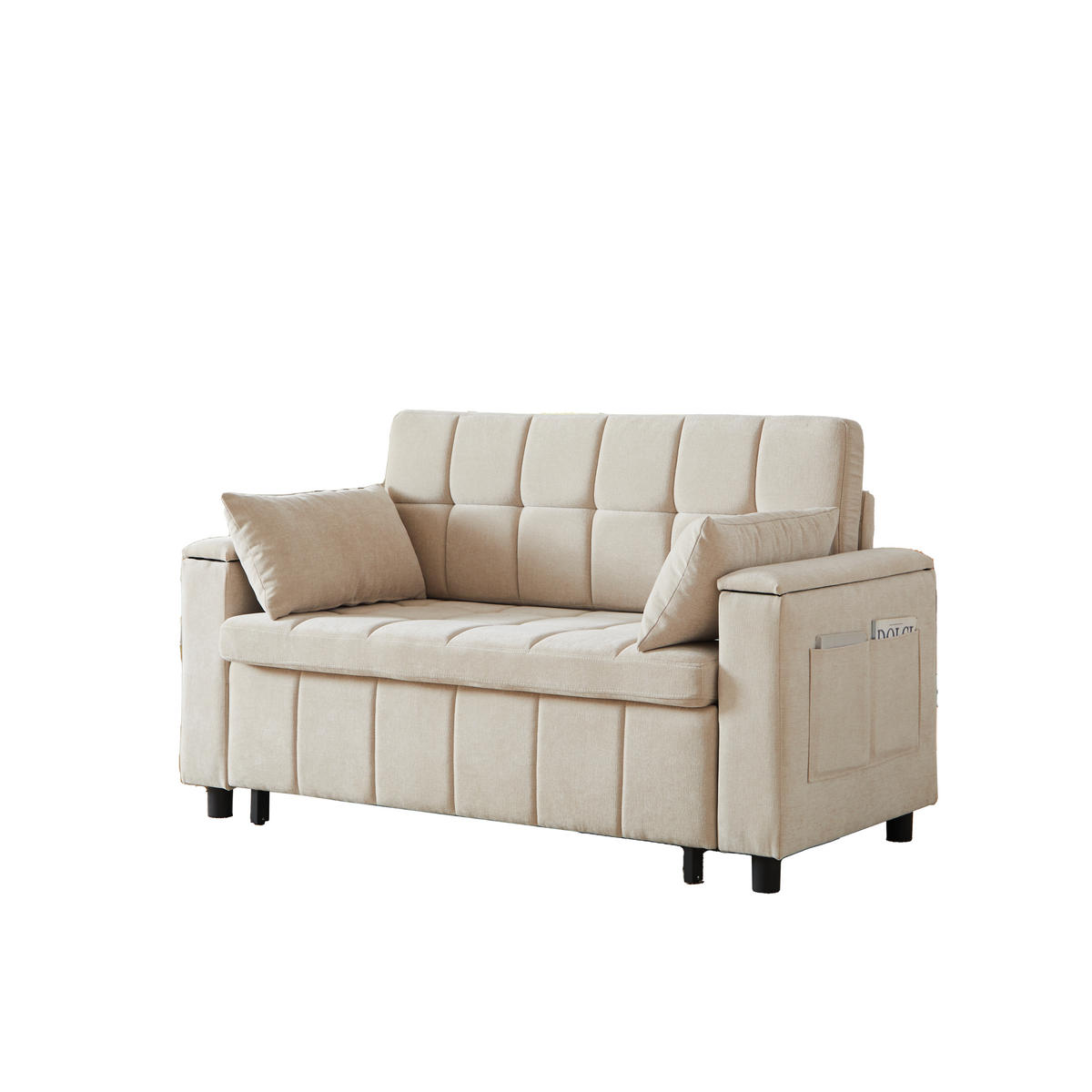 SCHLAFSOFA 157/51/70 cm cm in Leinenoptik Grau, ohne Armlehnen - Beige/Grau, Textil (81.3/86.4/148.6cm) - Oxeza
