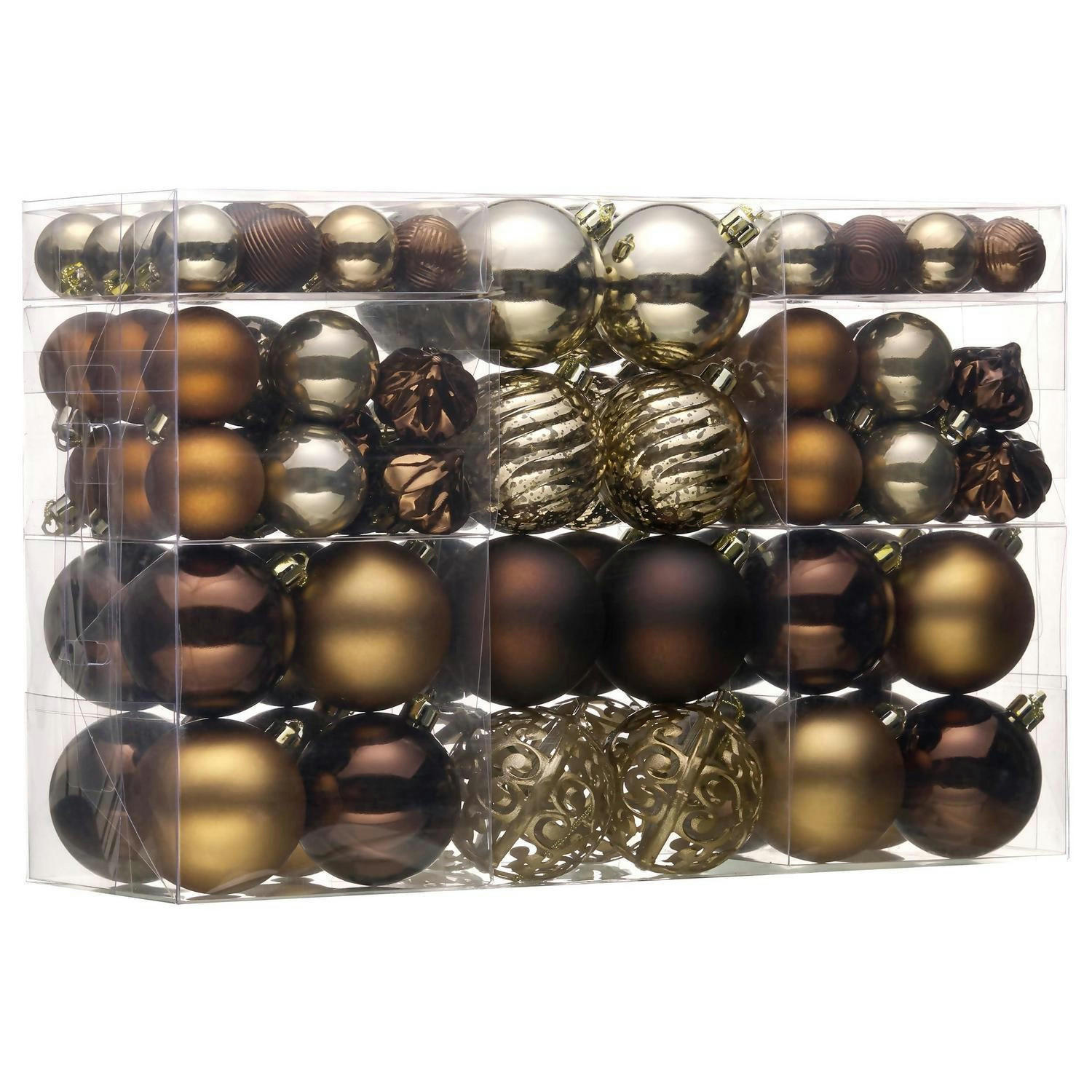 CHRISTBAUMKUGELN 100-teiliges Set Bronze - Bronzefarben, Kunststoff (6/6/6cm)