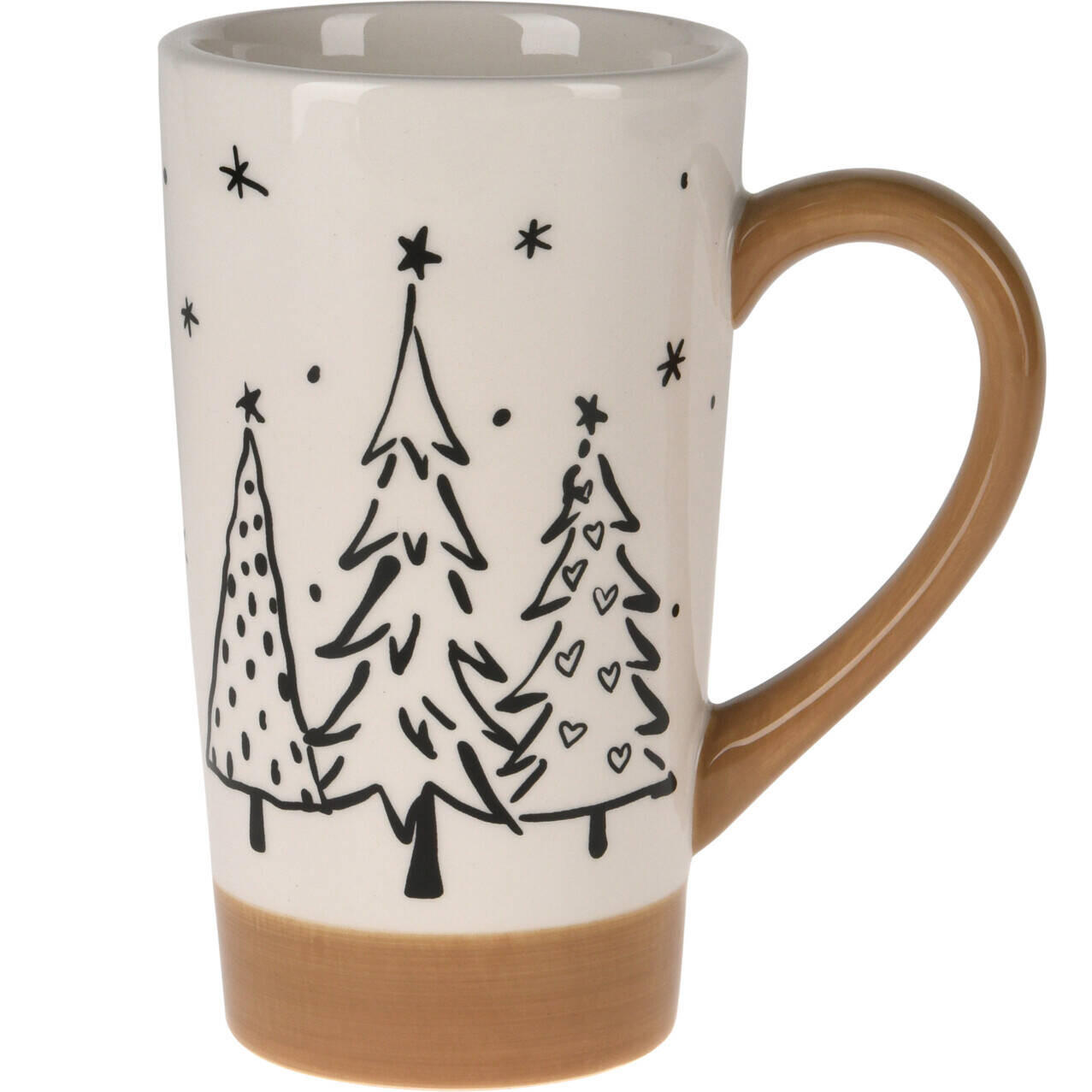 BECHER Tannenmotiv 520 ml - Weiß/Braun, Keramik (0.54L) - Home Styling Collection