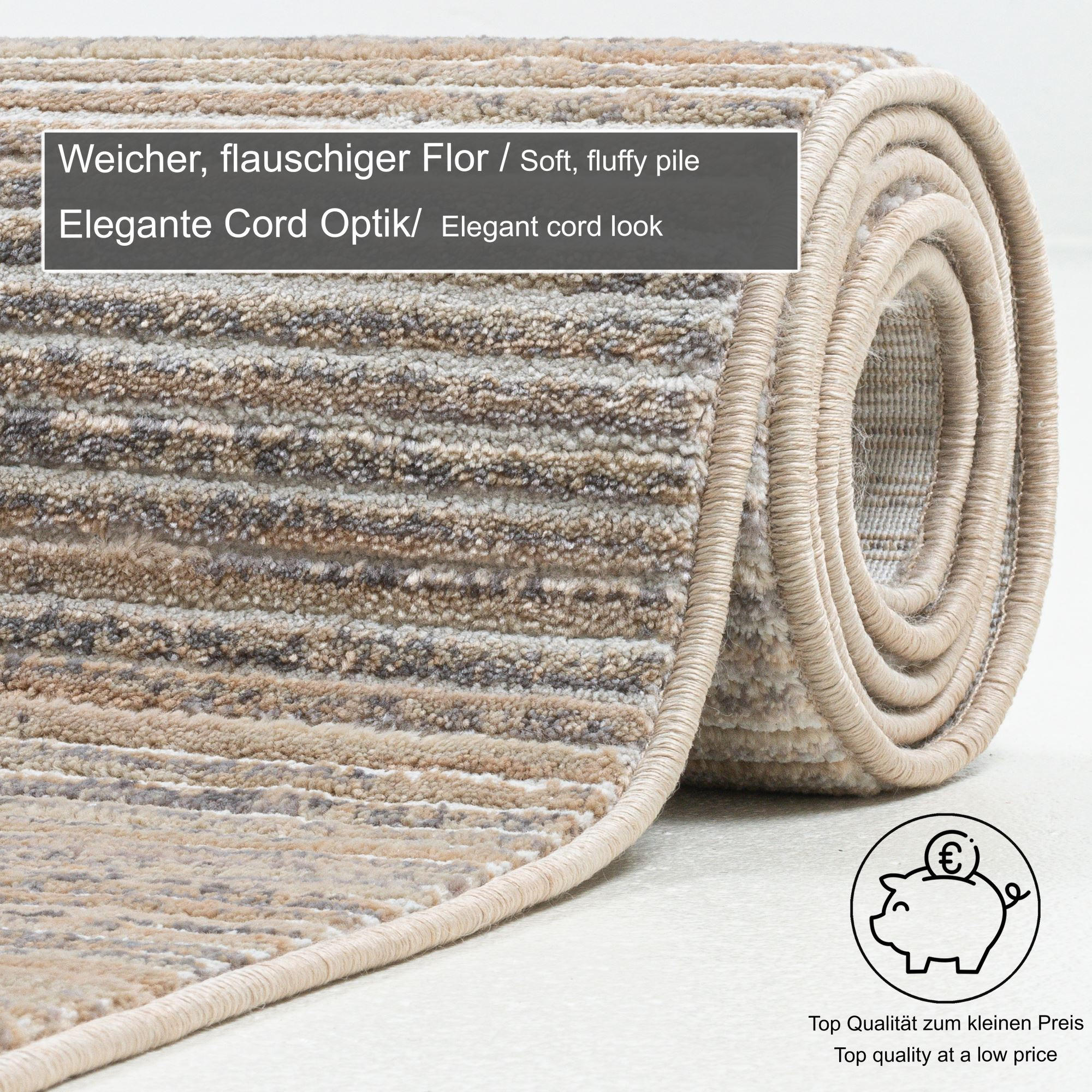 FLACHWEBETEPPICH Corduletta 80x280 cm - Beige, Textil (80/280cm) - Gino Falcone