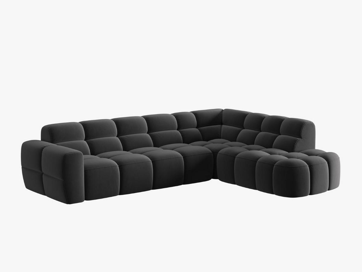 ECKSOFA rechts Lisa aus Samt dunkelgrau 5 Sitzplätze - Dunkelgrau, Textil (234/293cm) - Micadoni
