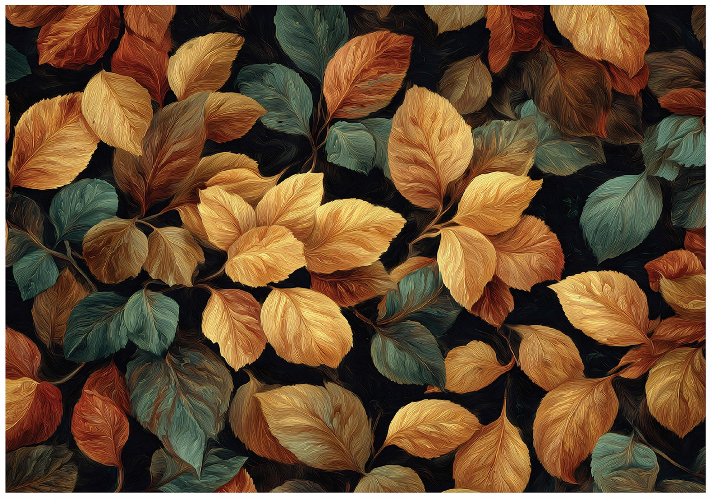 FOTOTAPETE Blätter Natur Bunt 150x105 cm - Multicolor, Papier (150/105cm) - Wallarena