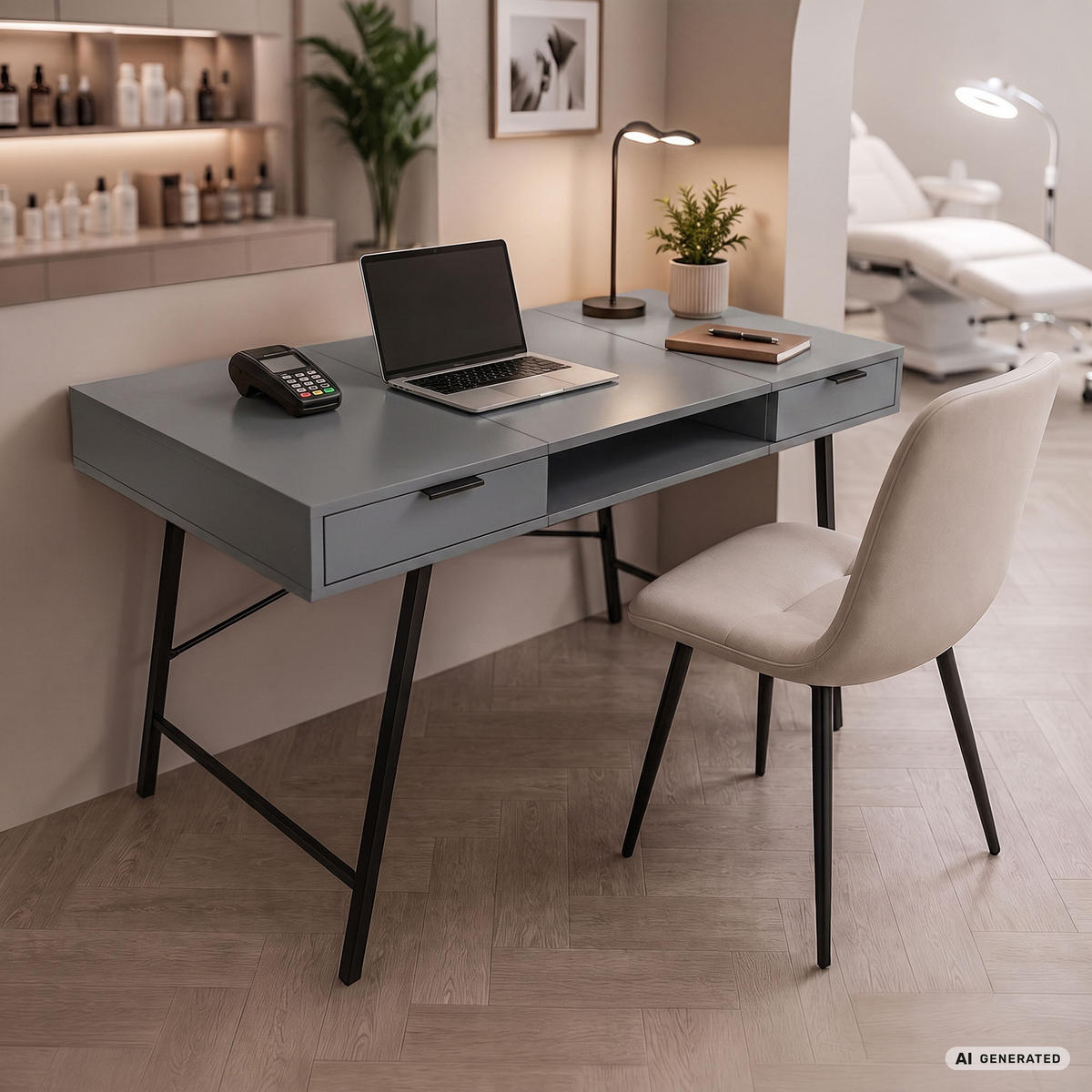 SCHREIBTISCH ARDEN 120 cm Graphit - Graphitfarben/Schwarz, Holzwerkstoff (120/50/80.5cm) - Akord