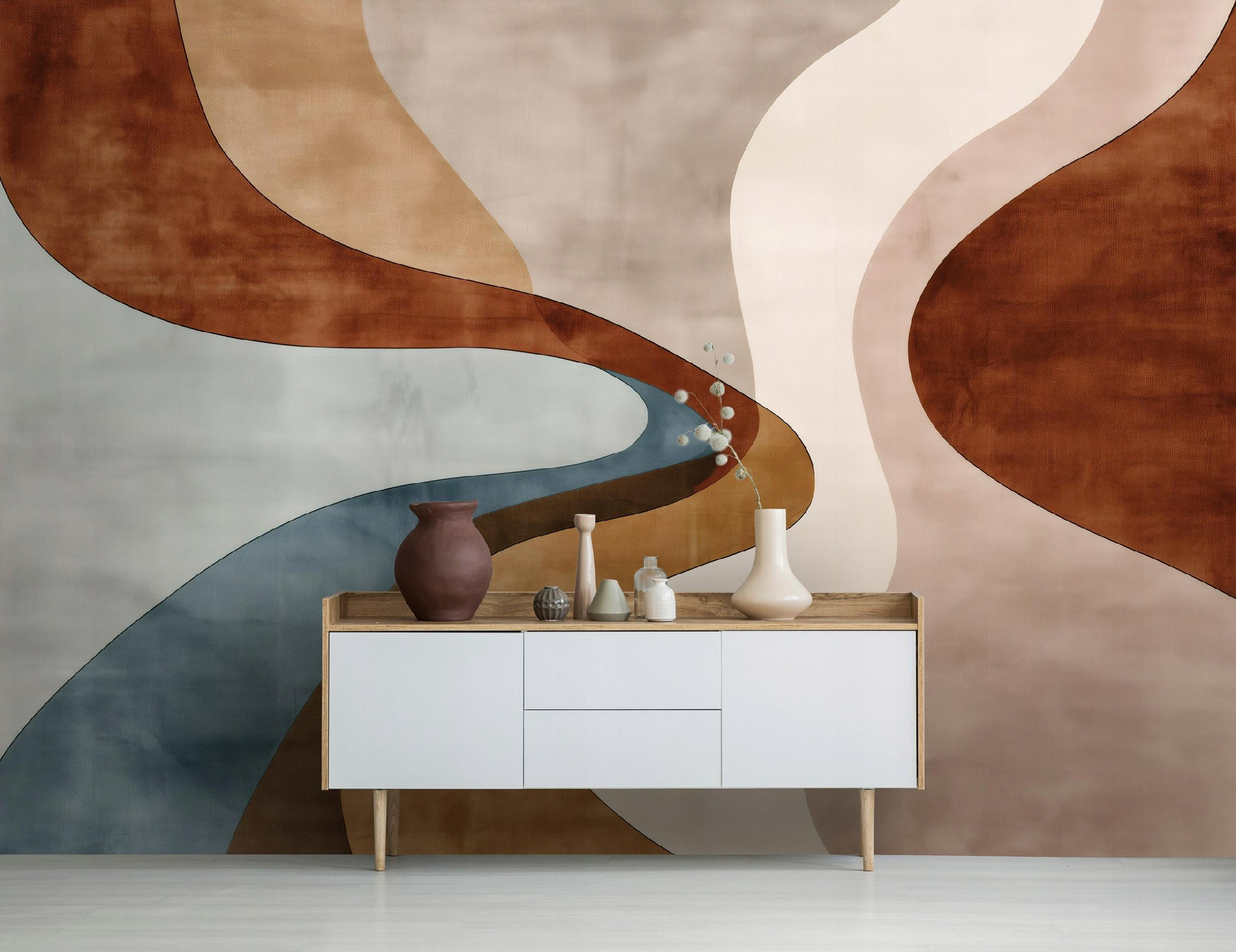 FOTOTAPETE Art Deco Abstrakt Braun 150x105 cm - Multicolor, Papier (150/105cm) - Wallarena