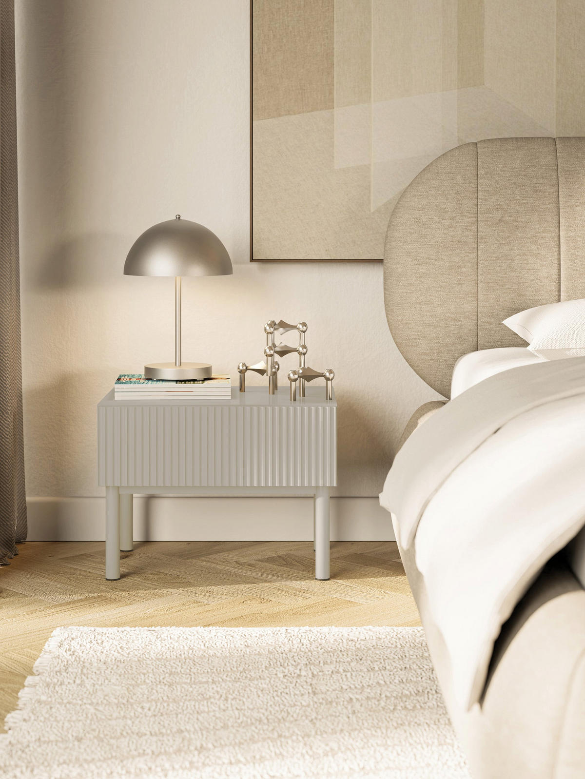 NACHTTISCH Veldio New Greige 50 cm - Taupe, Holzwerkstoff/Metall (50/44/35.6cm) - Selsey