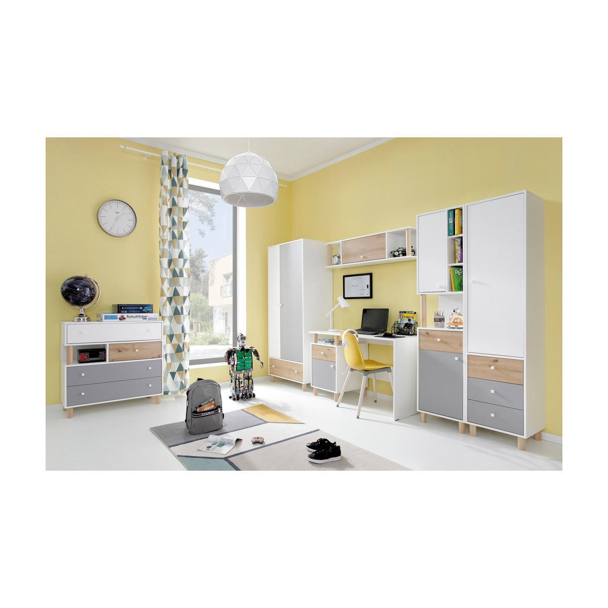 SCHLAFZIMMER Set 6-tlg. – FARO System – Grau / Weiß - Grau, Holzwerkstoff (80/190/50cm) - hi-markt