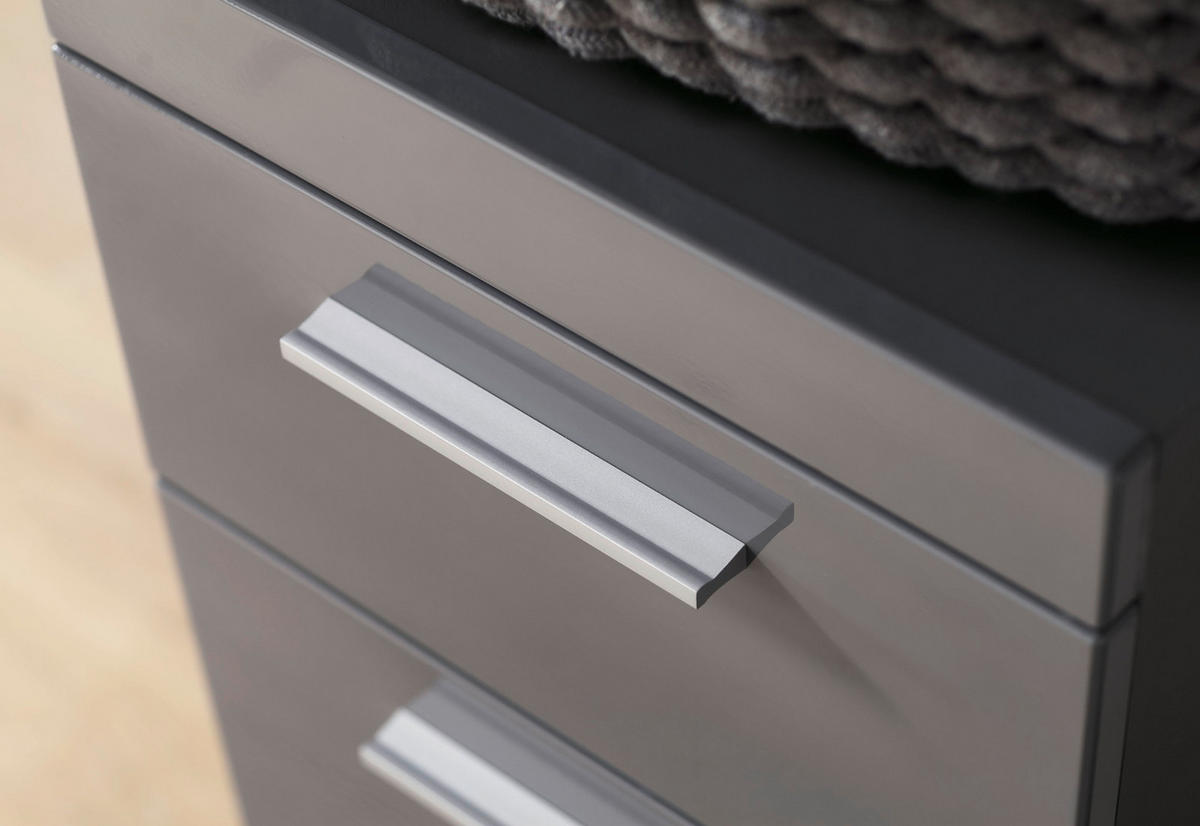 WASCHBECKENUNTERSCHRANK grau Hochglanz 60 x 56 cm, Badschrank 2-türig - Grau, Holzwerkstoff/Kunststoff (60/56/34cm) - Top.Furn