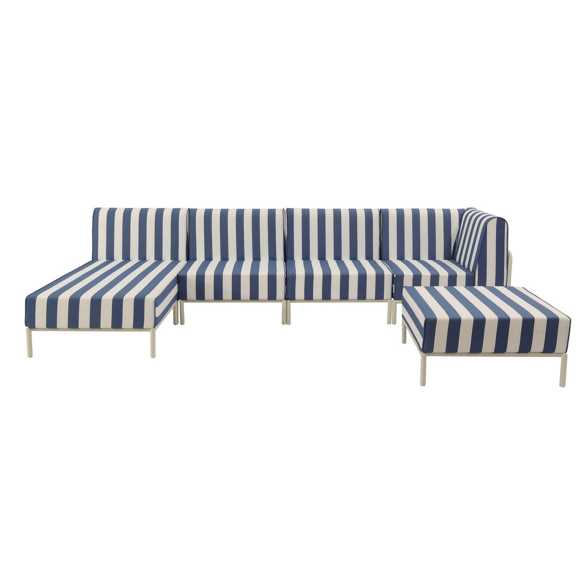 GARTENSOFA mit 5 Sitzplätzen, Blau - Blau, Textil - Oviala
