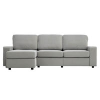 ECKSOFA 245.5/150.5/86.5 cm Hellgrau mit Stauraum und Ottomane - Hellgrau/Grau, Textil/Metall (245.5/150.5cm) - Oxeza