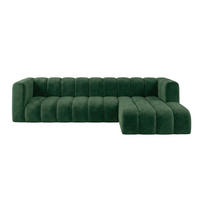ECKSOFA Modulares In L-Form, Velvet-Stoff Riviera, Grün, Rechts, GRAND 318 cm - Grün, Holz (318/179cm) - Kaiser Möbel