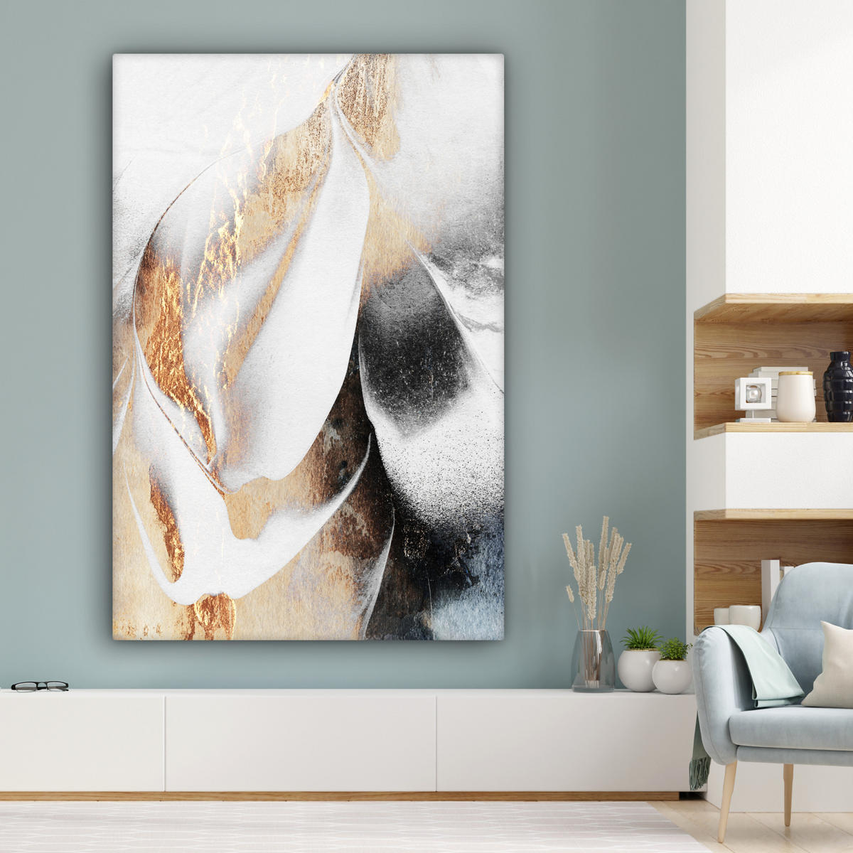 SLIKA NA PLATNU Luksuz 90x140 cm - zlate barve, tekstil (90/140cm) - MuchoWow
