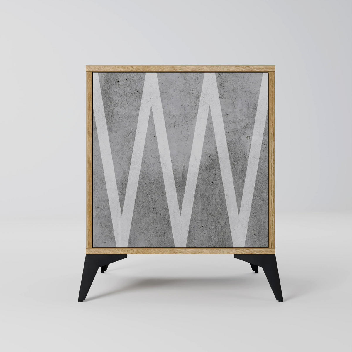 SIDEBOARD SOLID ZIG ZAG, Eichefarben, 57,5x42x70,5 cm, Schwarze Metall-Sternfüße - Eichefarben/Multicolor, Holzwerkstoff/Metall (57.5/70.5/42cm) - SpaceRebels