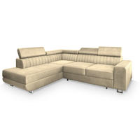 ROHOVÁ SEDAČKA NOLA krémová - stříbrná/krémová, kov/dřevo (253/190cm) - MASSENO